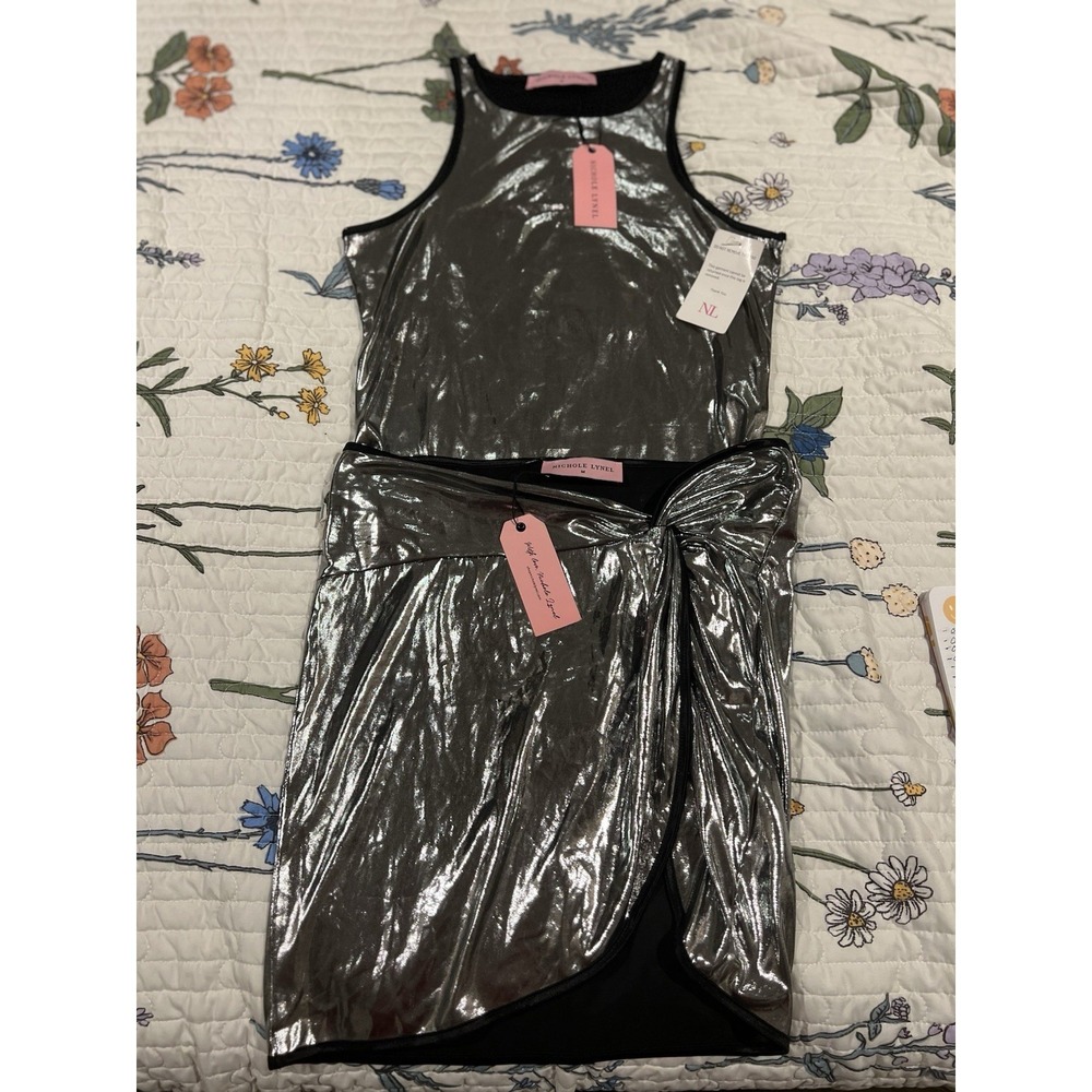 Nichole Lynell Black And Silver Outfit Polyester And Spandex Blend Size Medium